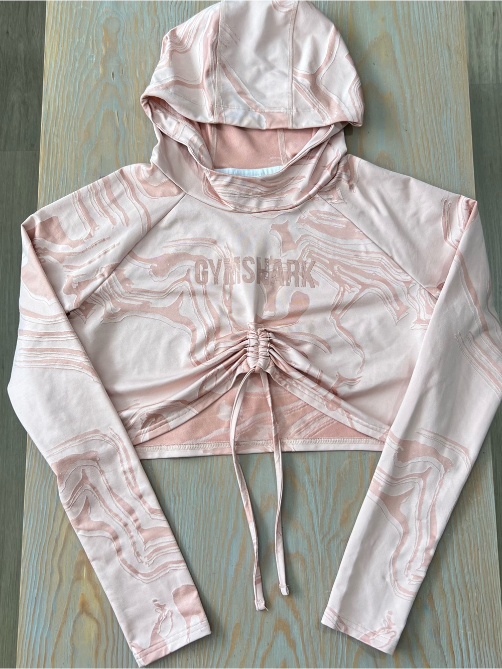 Gymshark long sleeve cropped top with synched drawstring front size small